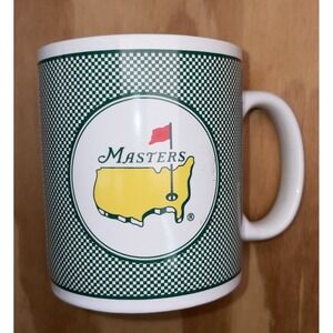 PGA Masters Champions Coffee Mug 1999 Checkered‎ Golf Winners Cup Green White